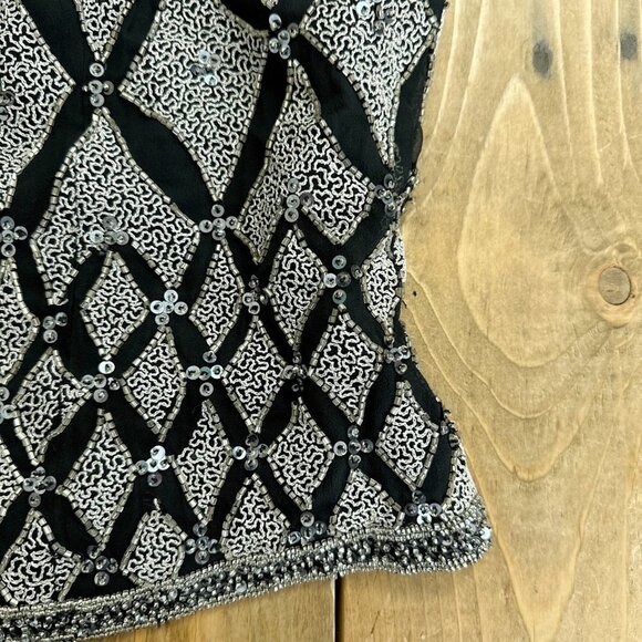 Cote D' Azur Silk Beaded Top Evening Embroidered XL Crop Formal - Picture 5 of 9